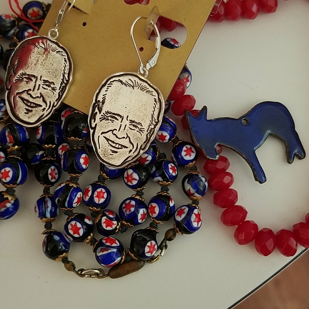 Democratic Go Joe Biden Sterling Earrings democrat - Picture 3 of 5
